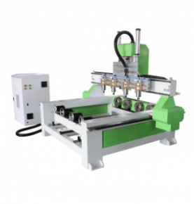  ES-1325 cnc router with multi heads for plane and cylinder works 4 axis rotary engraving machine